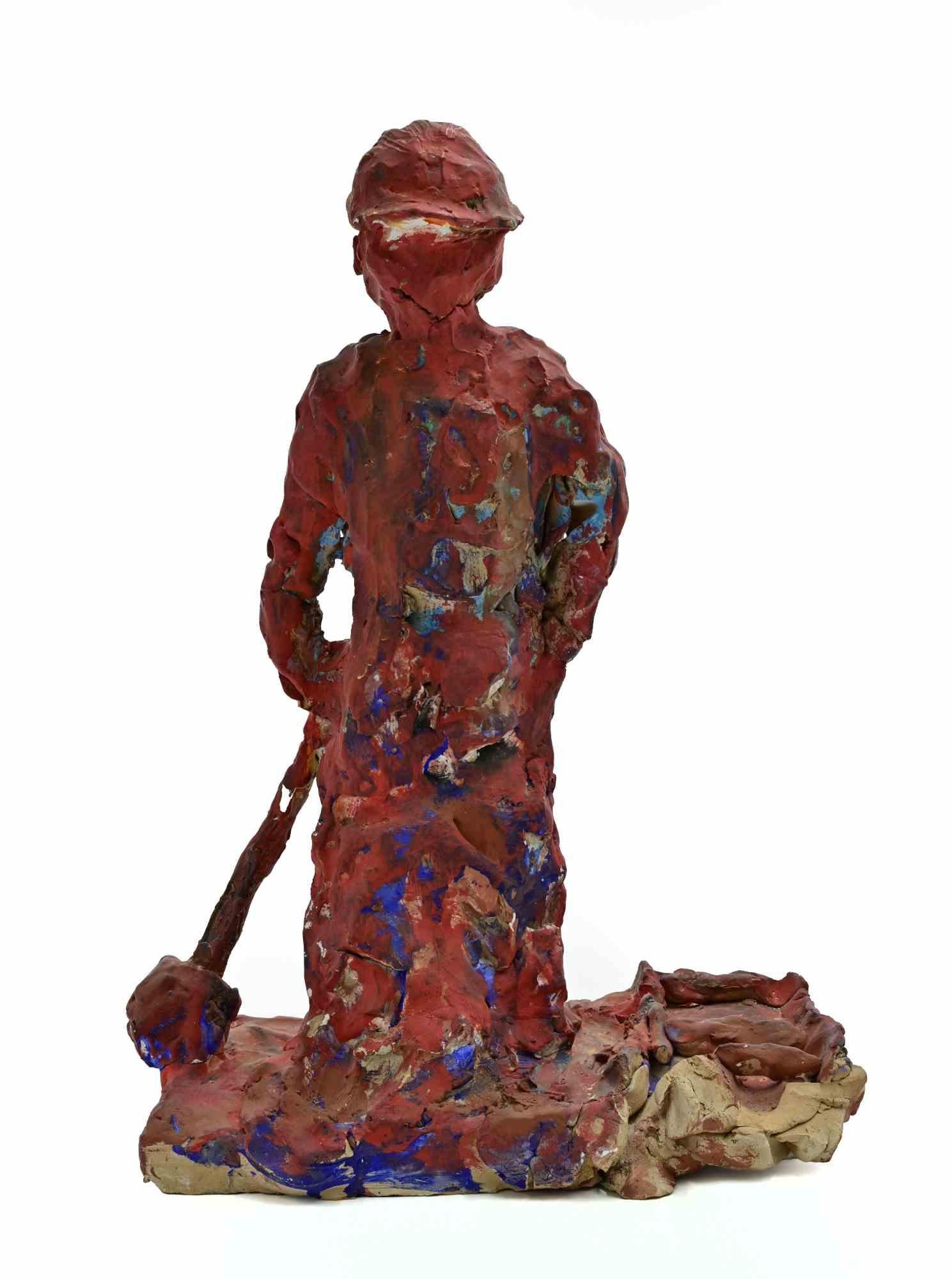 Worker - Sculpture by Sirio Pellegrini - 1960s For Sale 1