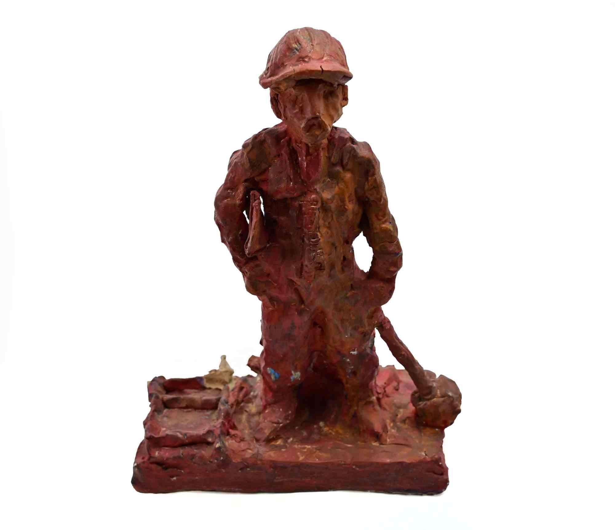 Worker - Sculpture by Sirio Pellegrini - 1960s For Sale 3