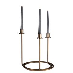 Sirio - Set of Three Italian Patinated Brass Candleholders