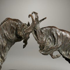 Italian Animal Bronze : Battling Rams by Sirio Tofanari