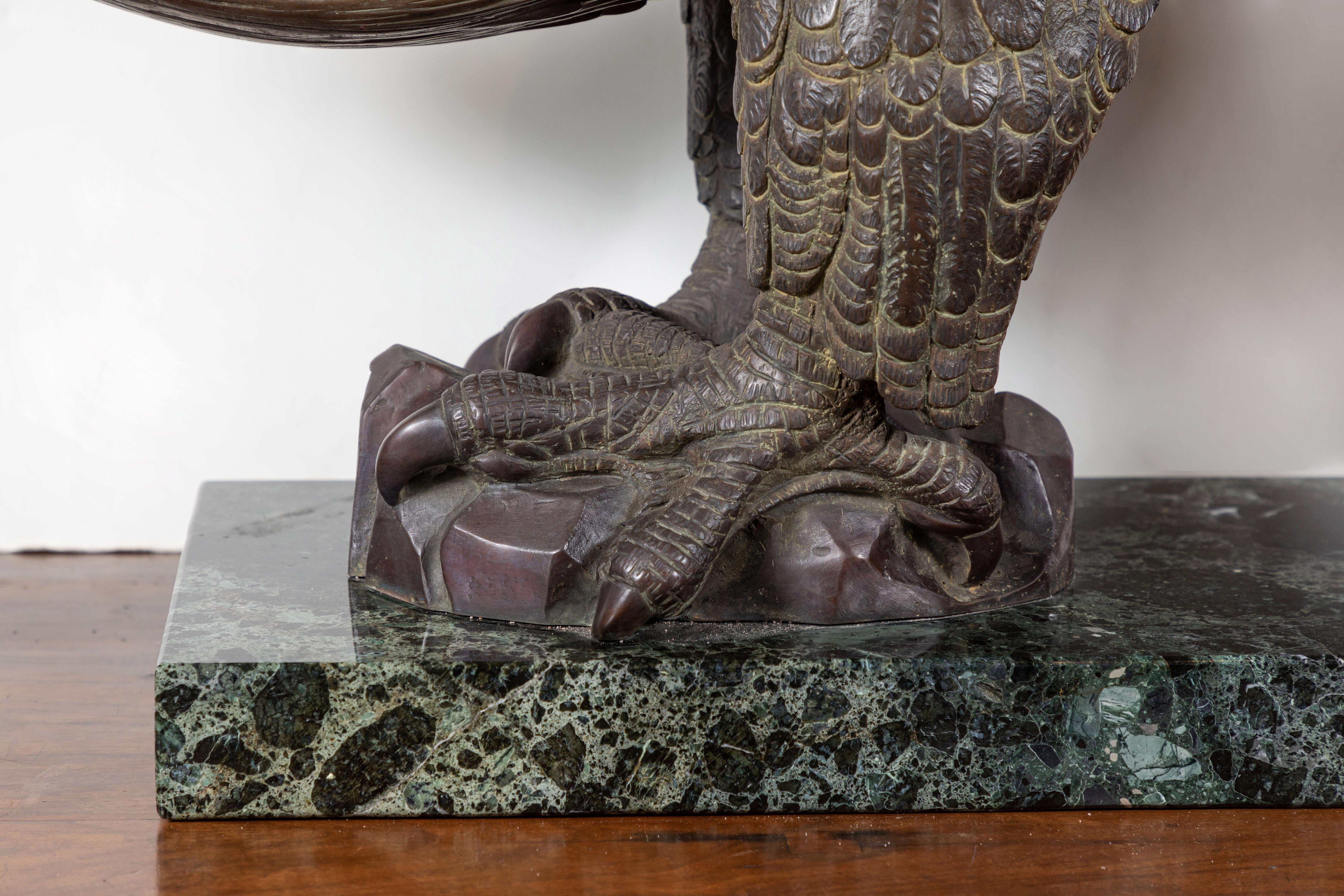 Large, Solid Bronze Falcon Sculpture For Sale 3