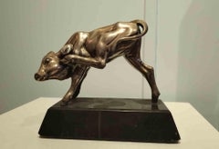 Antique The Calf (Il Vitello) - Silver Sculpture - Sculpture by Sirio Tofanari - 1900 ca