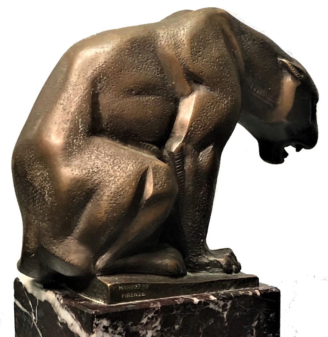 Sirio Tofanari, Panther, Italian Novecento Patinated Bronze Sculpture, Ca. 1920 In Good Condition In New York, NY