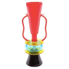 Sirio Vase by Ettore Sottsass, Hand-Blown Murano Glass, Memphis 1982, Italy