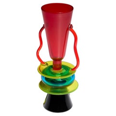 Sirio Vase by Ettore Sottsass, Hand-Blown Murano Glass, Memphis 1982, Italy