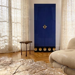 SIRIUS Blue leather, bronze and labradorite cabinet by Antoine Vignault, 2014