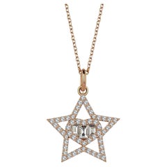 Sirius Love Baguette Diamant 18 Karat Roségold Charm-Halskette