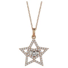 Sirius Love Baguette Diamond 18K Rose Gold Charm Necklace