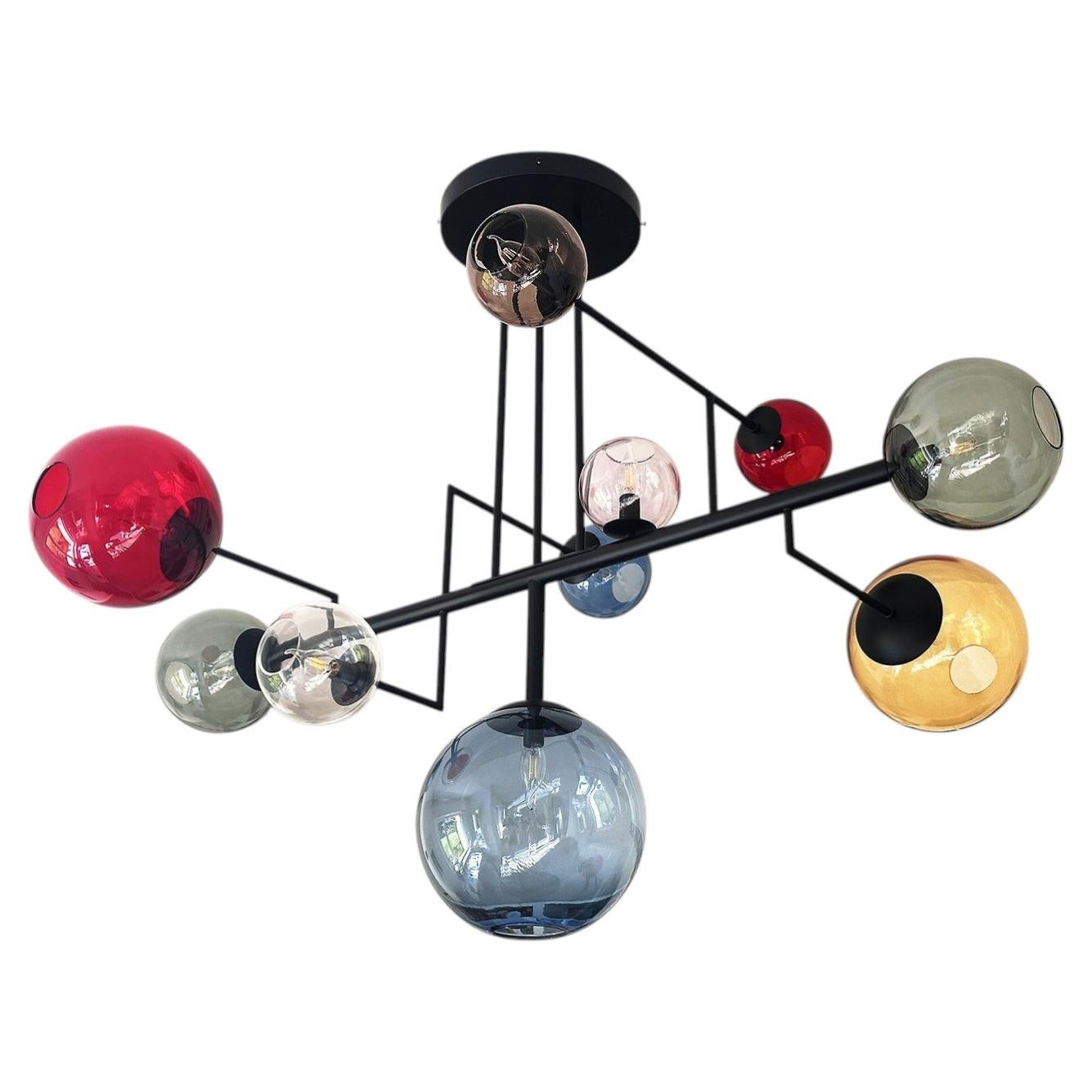 Sirius Multicolor Spheres Murano Glass Chandelier For Sale