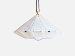 Sirius Pendant Lamp in Brass, Leather & Opal Glass by Bianco Light + Space