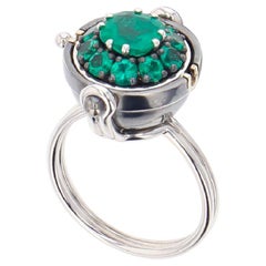 Emerald Diamonds Sphere Medium Ring in 18 white gold by Elie Top