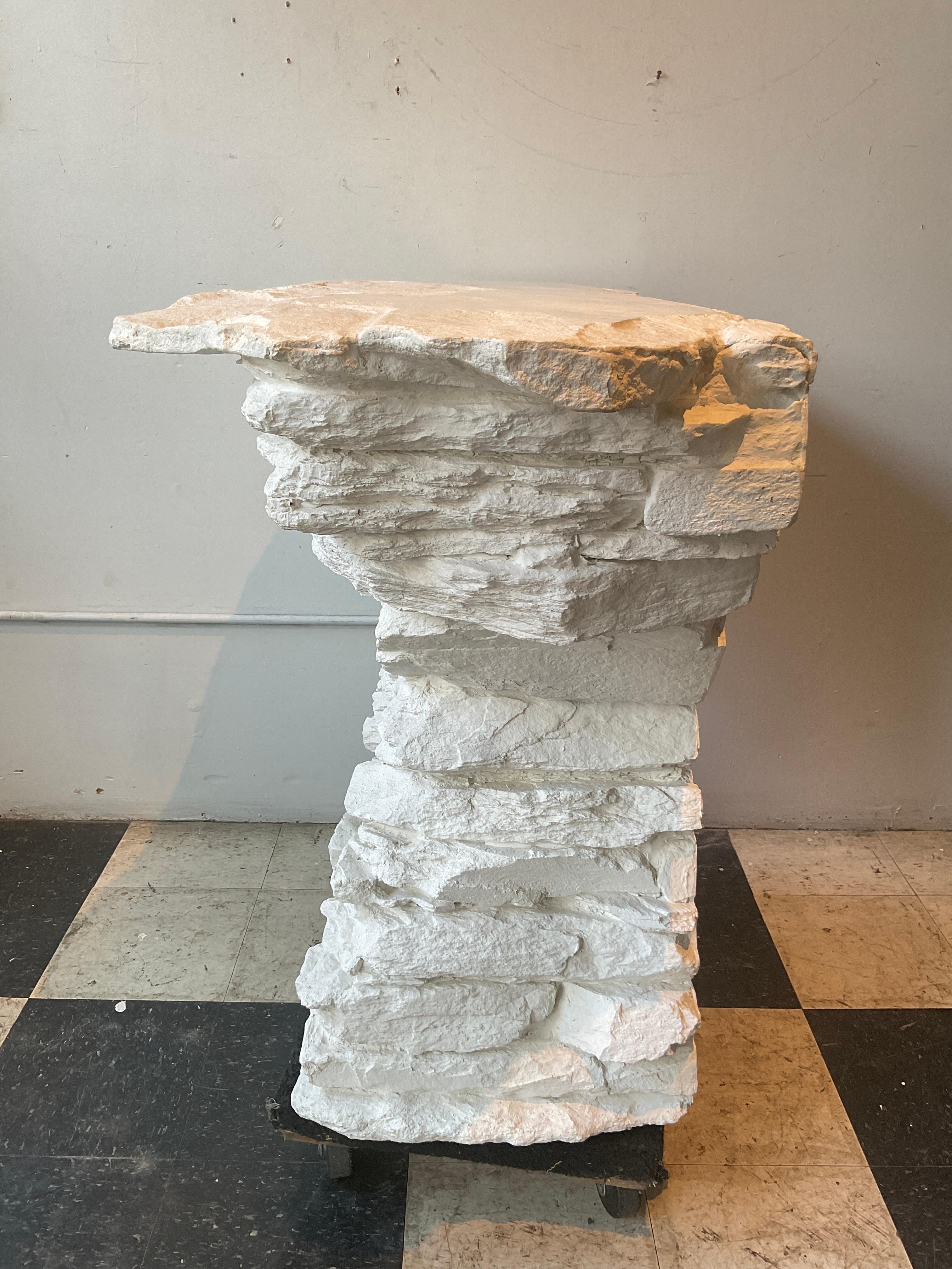 Sirmos 1970s White Quarry Rock Plaster Console after Emilio Terry In Good Condition For Sale In Tarrytown, NY