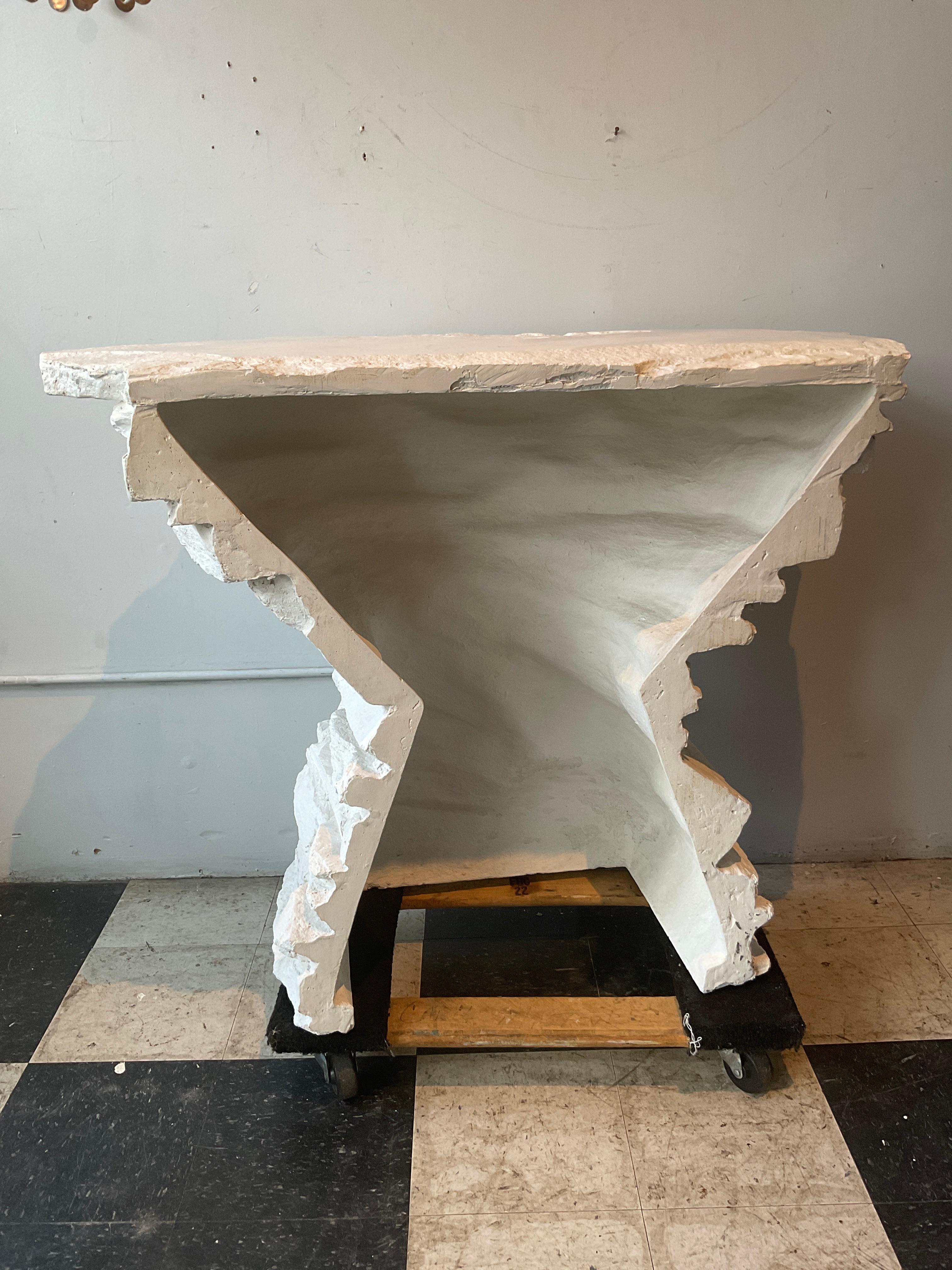 Late 20th Century Sirmos 1970s White Quarry Rock Plaster Console after Emilio Terry For Sale