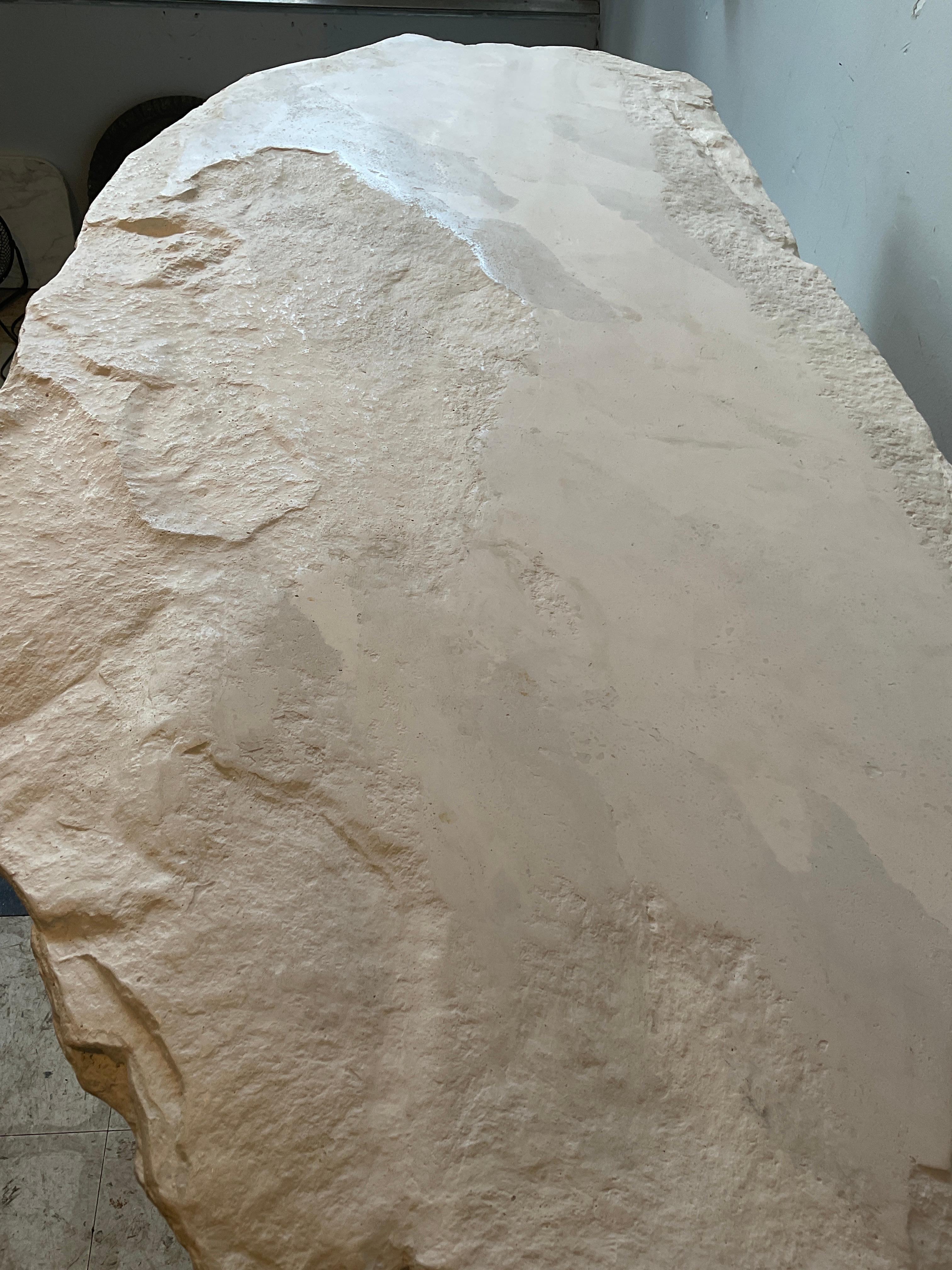 Sirmos 1970s White Quarry Rock Plaster Console after Emilio Terry For Sale 2