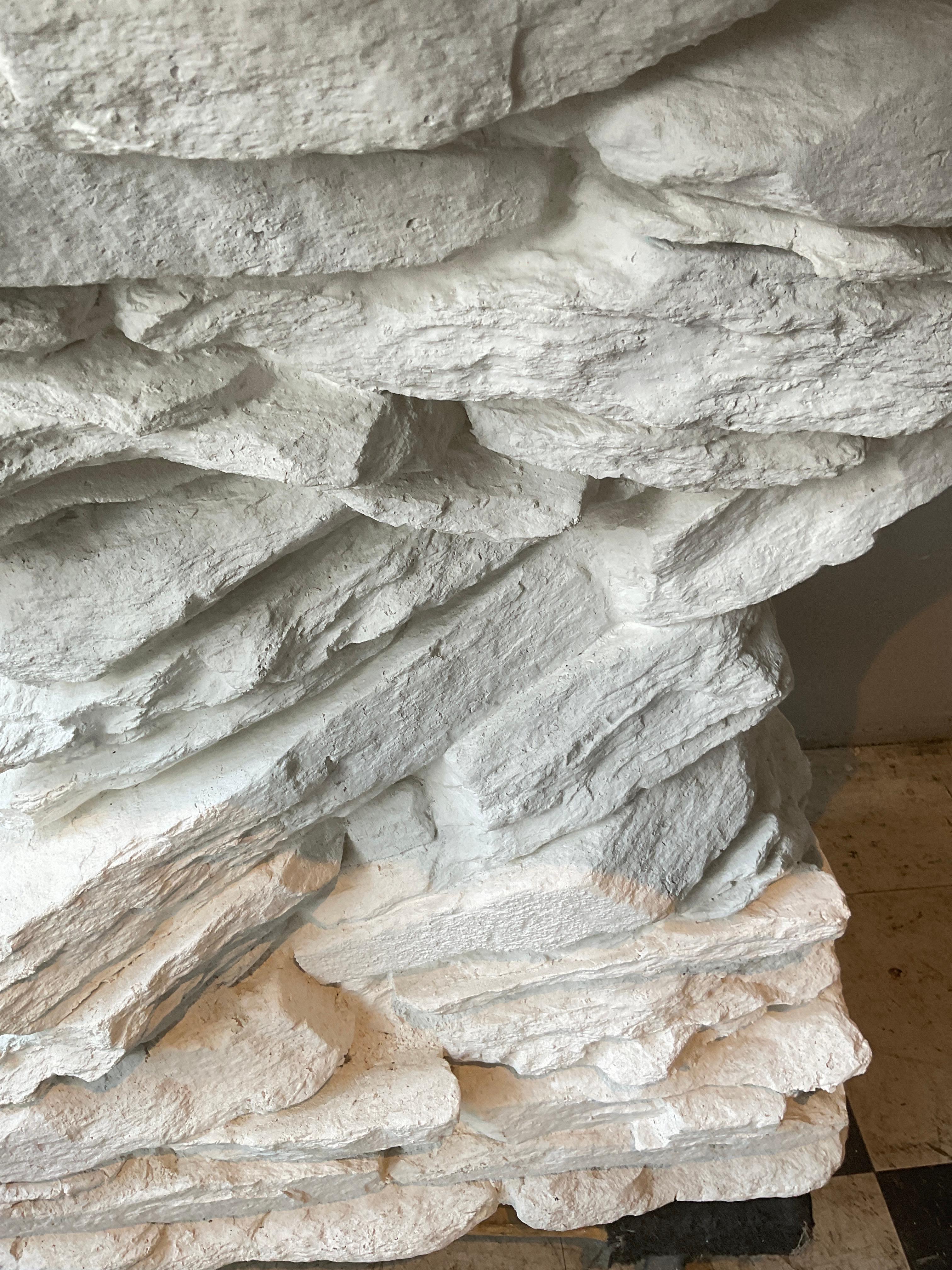 Sirmos 1970s White Quarry Rock Plaster Console after Emilio Terry For Sale 4