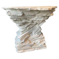 Sirmos 1970s White Quarry Rock Plaster Console after Emilio Terry