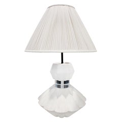 Sirmos Attributed Pair of Table Lamps in Wood Grain Plaster with Lucite, 1970s