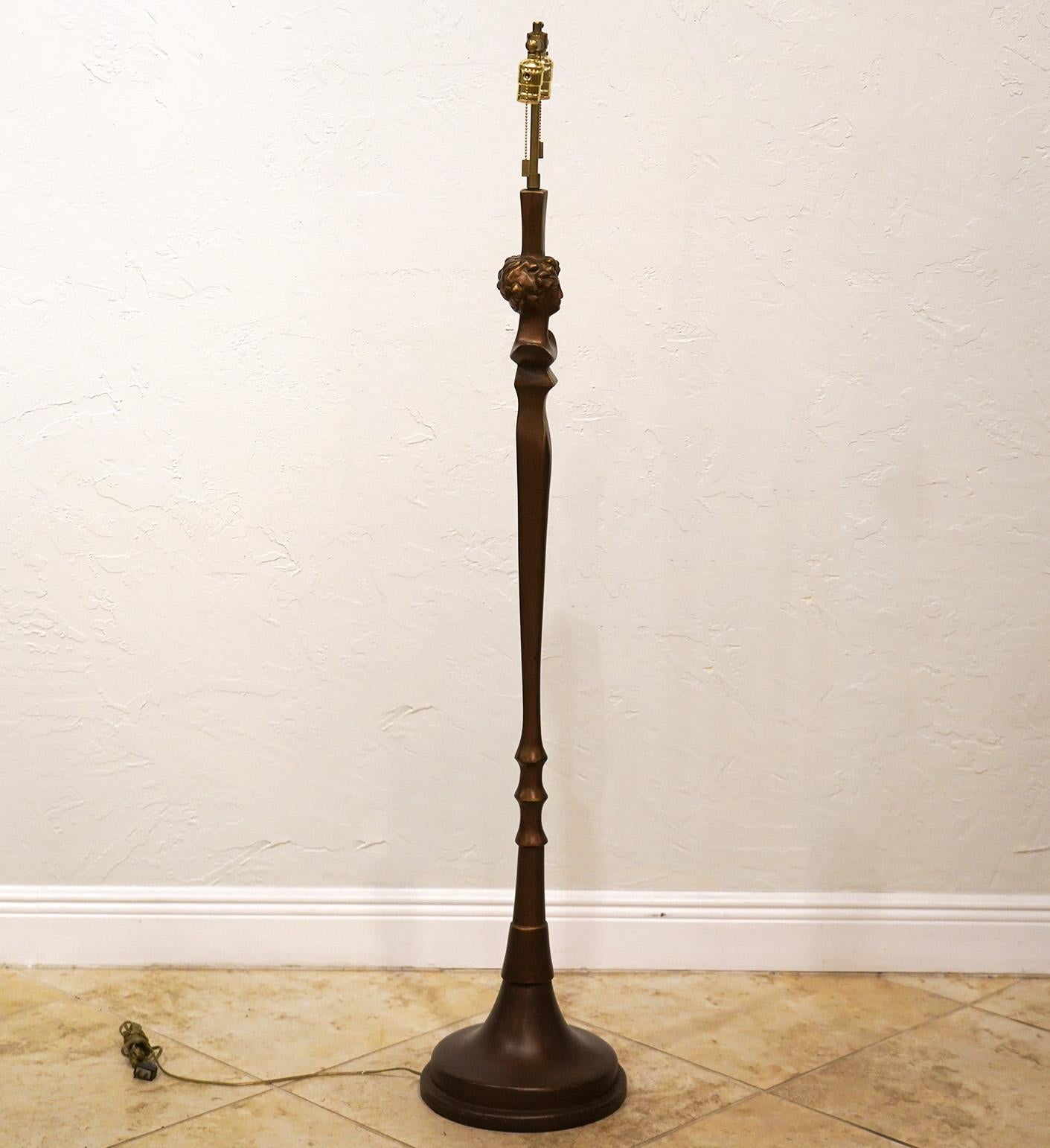 Painted Sirmos Bronze Style Finish 'Tete de Femme' Floor Lamp after Alberto Giacometti