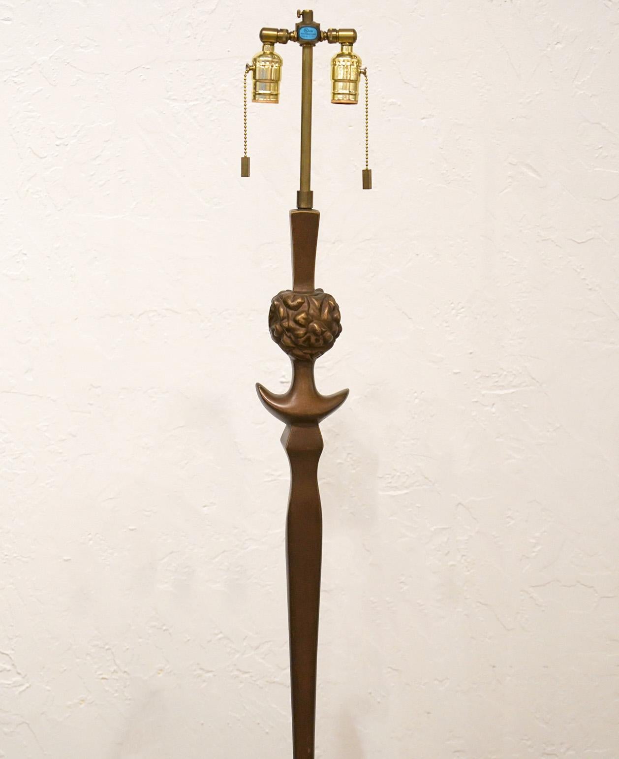 Sirmos Bronze Style Finish 'Tete de Femme' Floor Lamp after Alberto Giacometti 1