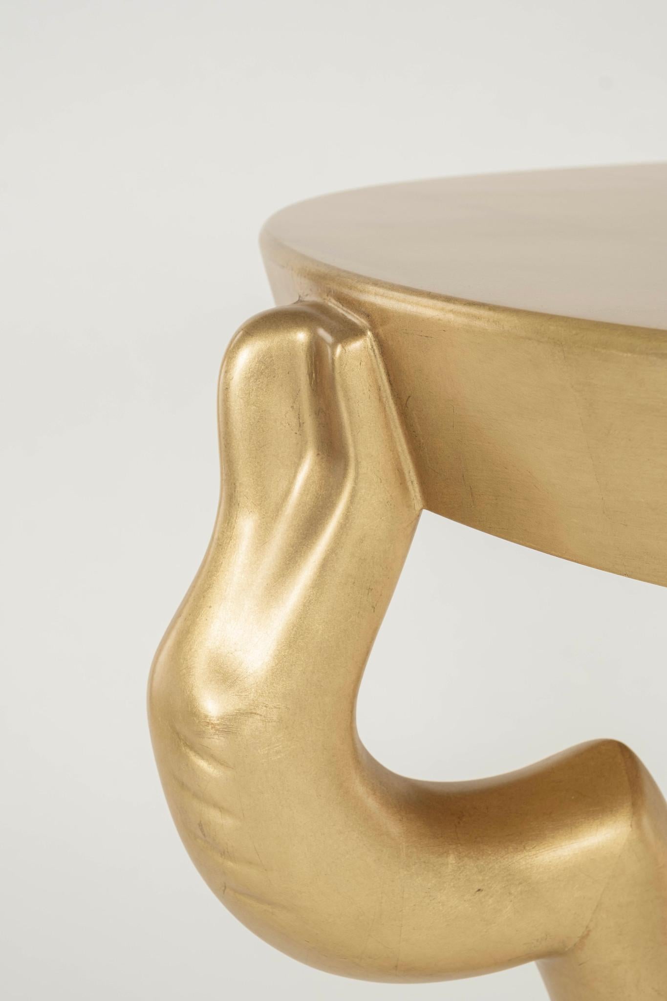 Organic Modern Sirmos Gold Gilt Goat Leg Occasional Table For Sale