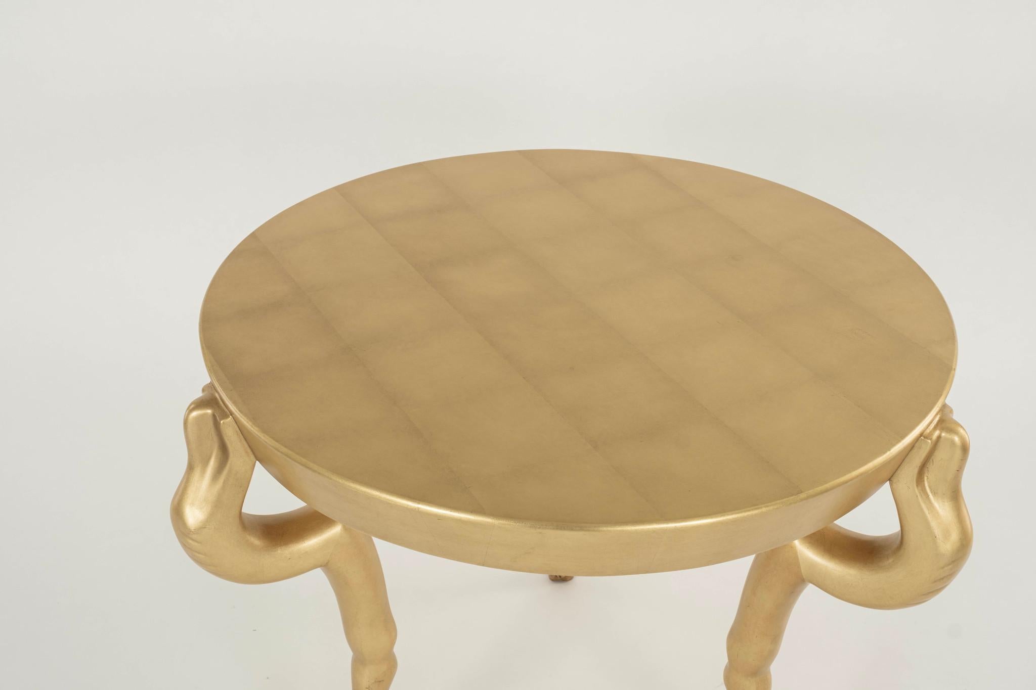 American Sirmos Gold Gilt Goat Leg Occasional Table For Sale