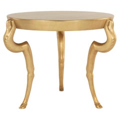 Vintage Sirmos Gold Gilt Goat Leg Occasional Table