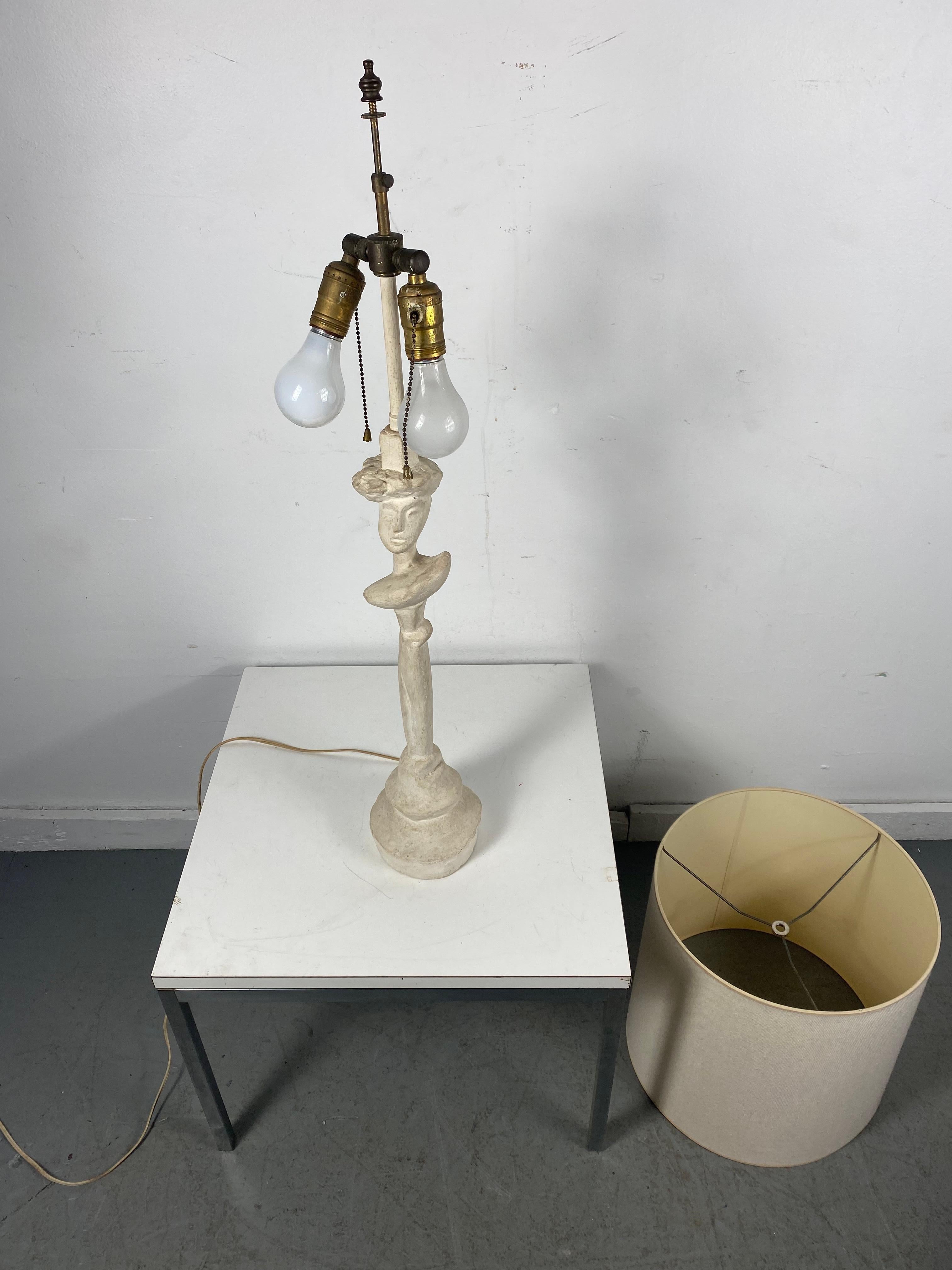 Sirmos Masque Table Lamp / Giacometti Design, Modernist Regency In Good Condition In Buffalo, NY