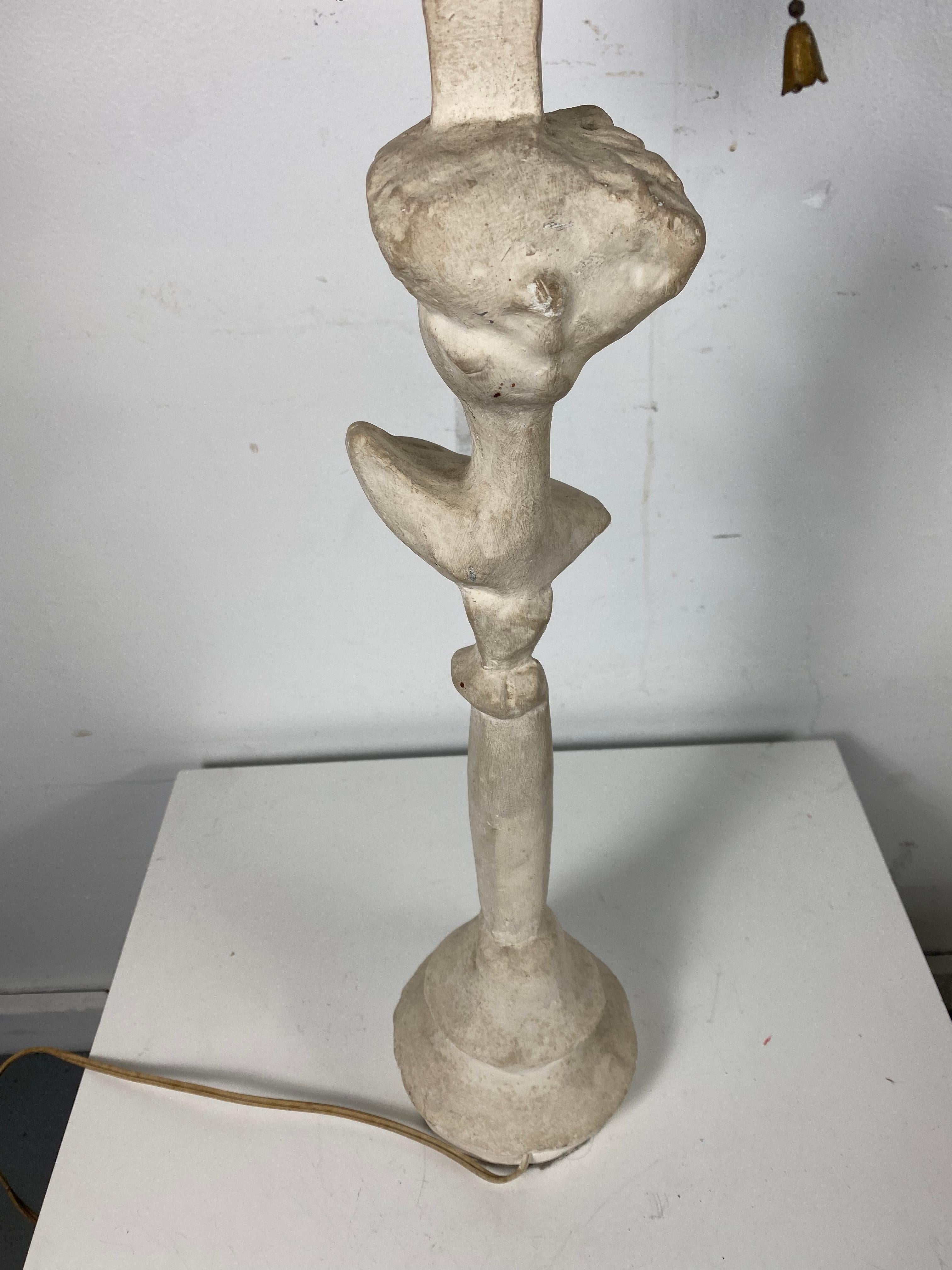 Plaster Sirmos Masque Table Lamp / Giacometti Design, Modernist Regency