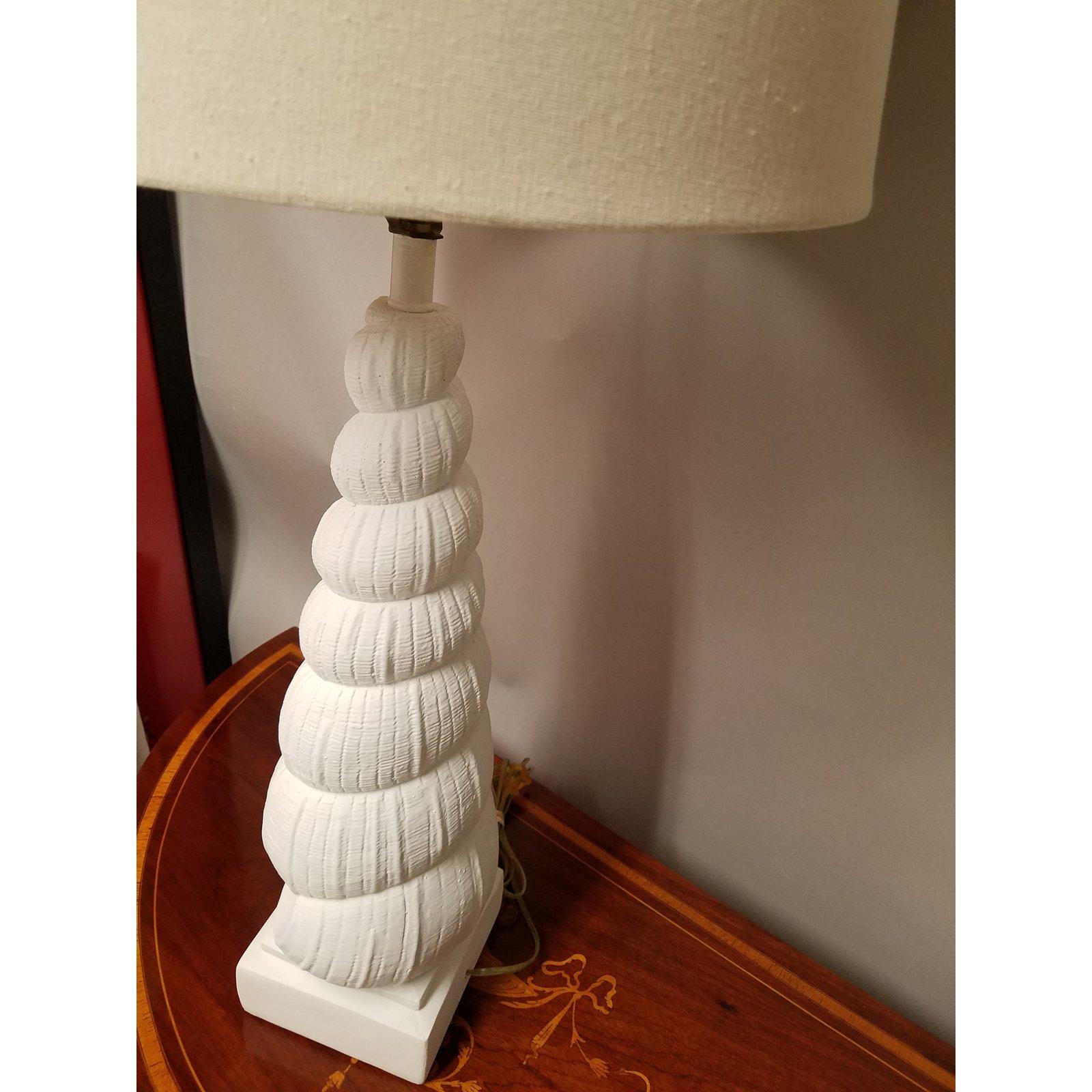 Mid-Century Modern Sirmos Midcentury Coastal Chic Plaster Auger Shell Table Lamp