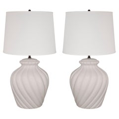 Sirmos Pair of Elegant Ceramic "Swirl Table Lamps" 1970s