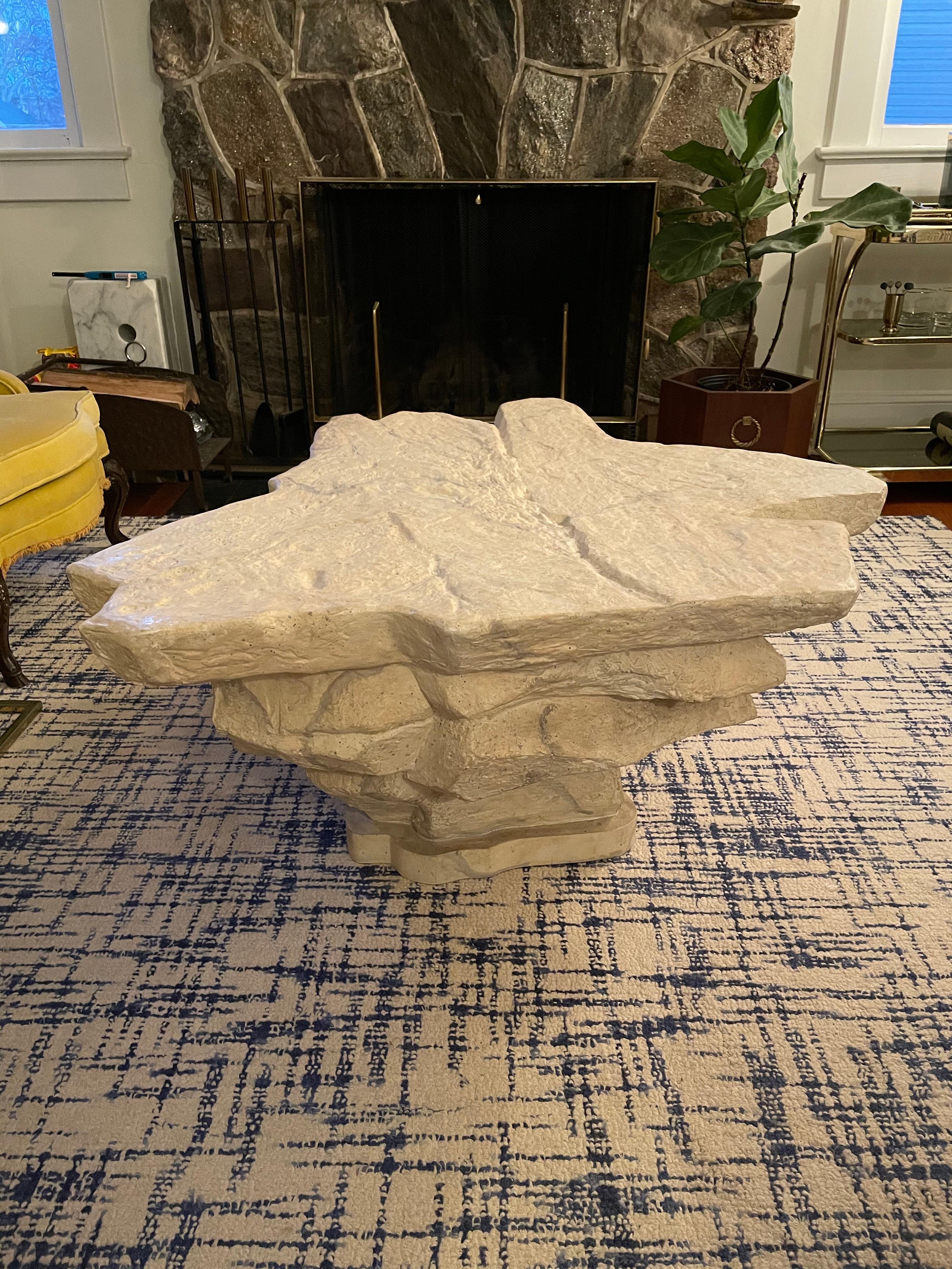 Sirmos Stacked Stone Plaster Coffee Table in the Manner of Emilio Terry For Sale 6