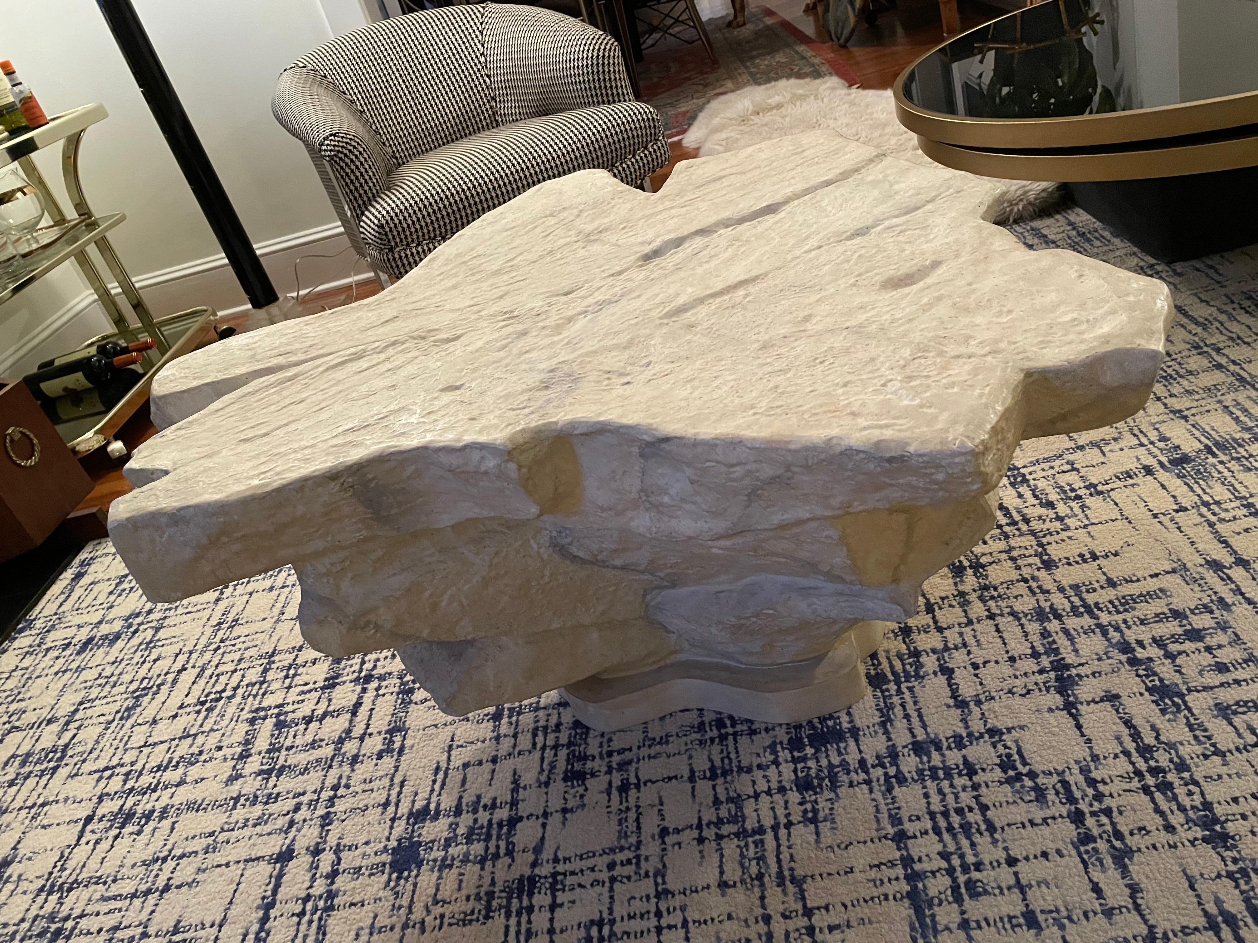 Sirmos Stacked Stone Plaster Coffee Table in the Manner of Emilio Terry For Sale 7
