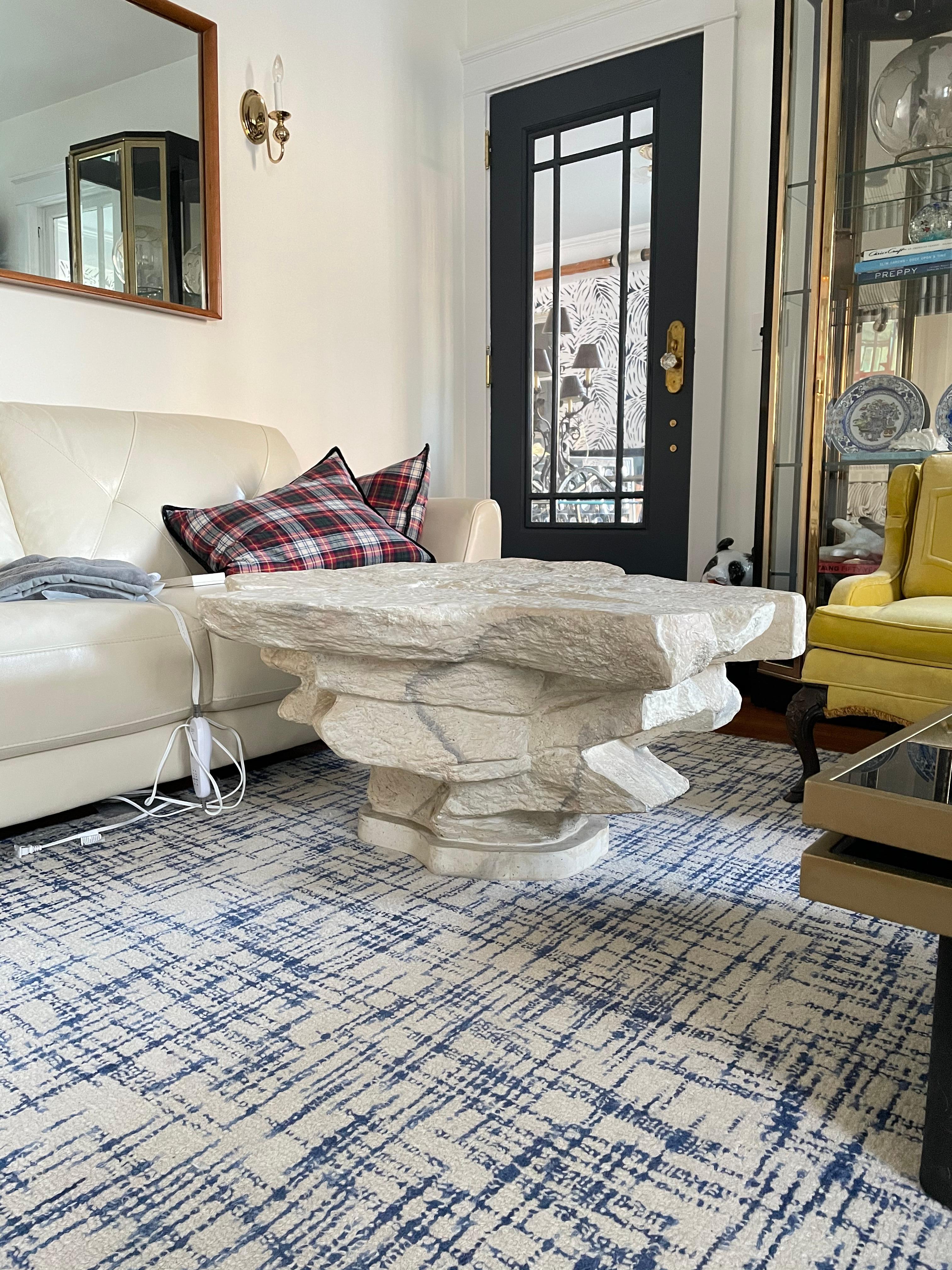 Sirmos Stacked Stone Plaster Coffee Table in the Manner of Emilio Terry For Sale 9