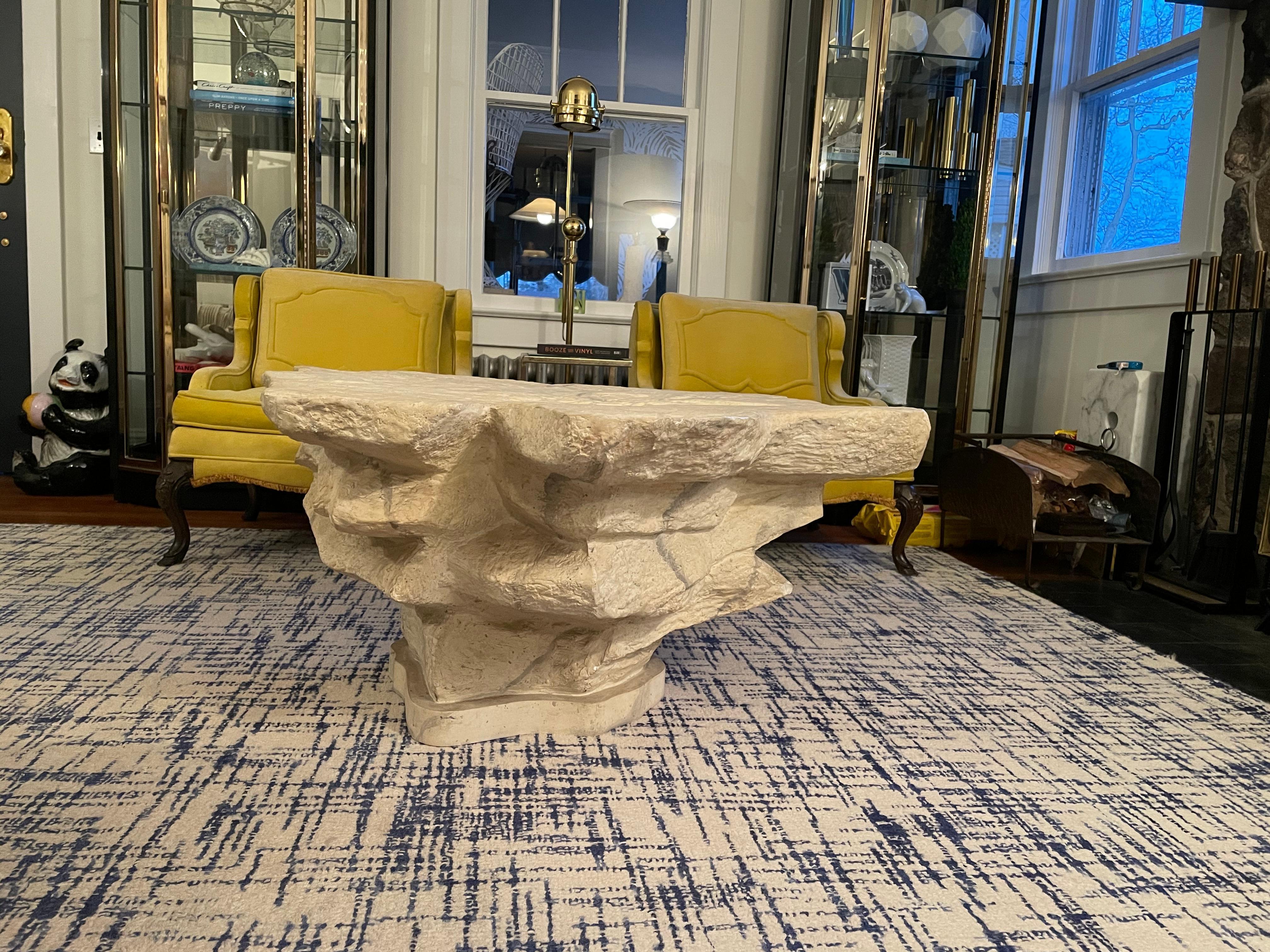 Sirmos Stacked Stone Plaster Coffee Table in the Manner of Emilio Terry For Sale 10