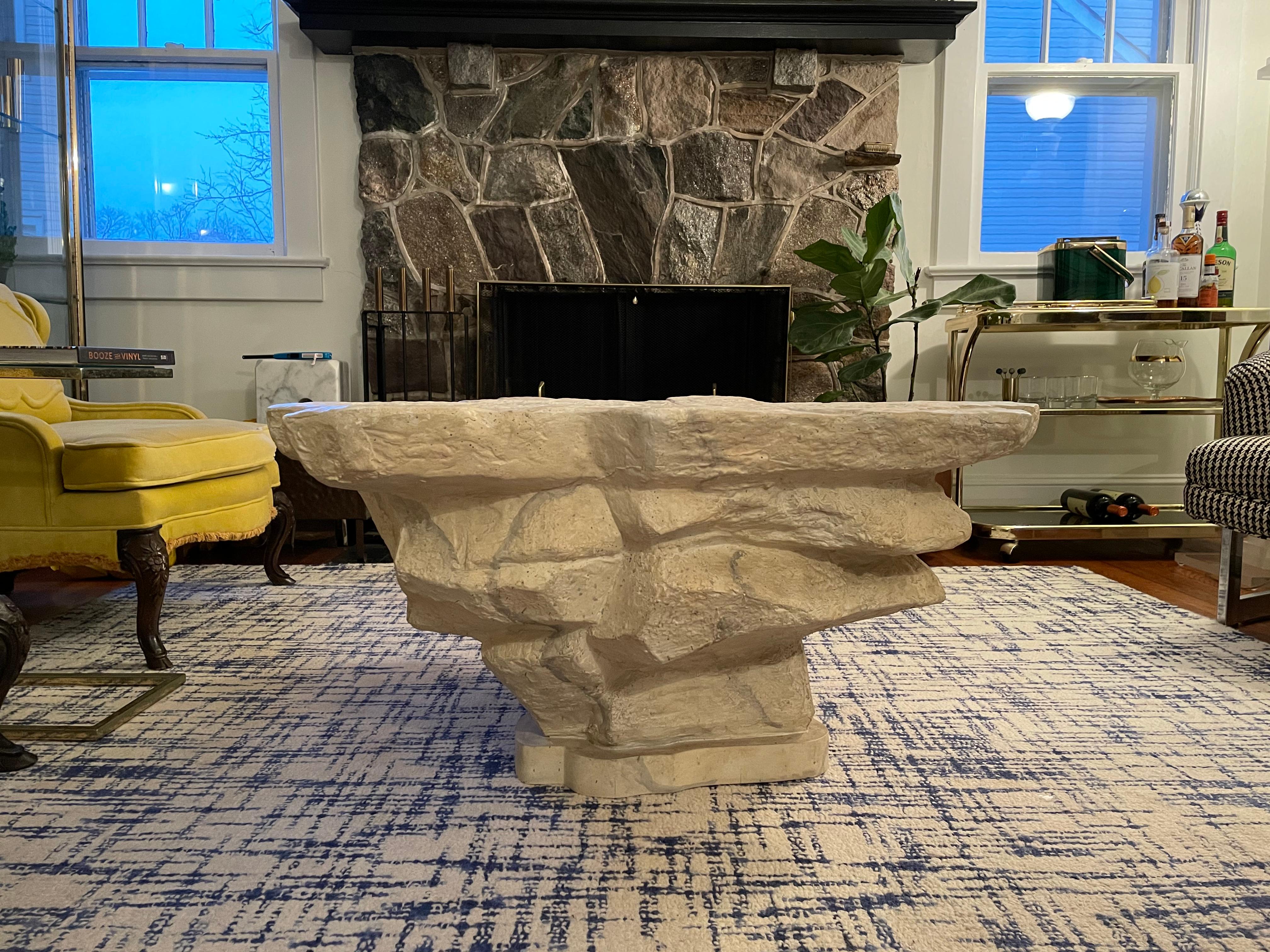 Sirmos Stacked Stone Plaster Coffee Table in the Manner of Emilio Terry For Sale 11