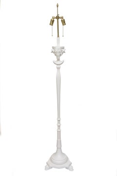 Vintage Sirmos Wood Rams Head Floor Lamp with Tripod Feet and Brass Fittings