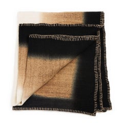 Siro Brown & Off White Ombre Textured Modern Throw In Merino & Hand Stitched Hem