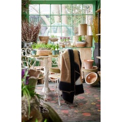 Siro Marrón y Blanco Ombre Textura Moderna de Merino con dobladillo cosido a mano