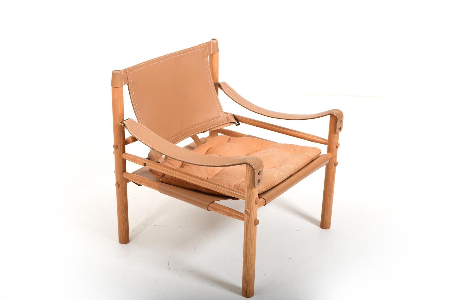 Scandinavian Modern Sirocco Easychair by Arne Norell Leather and Ash