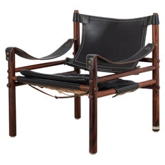 Sirocco Safari Chair in Black Leather by Arne Norell