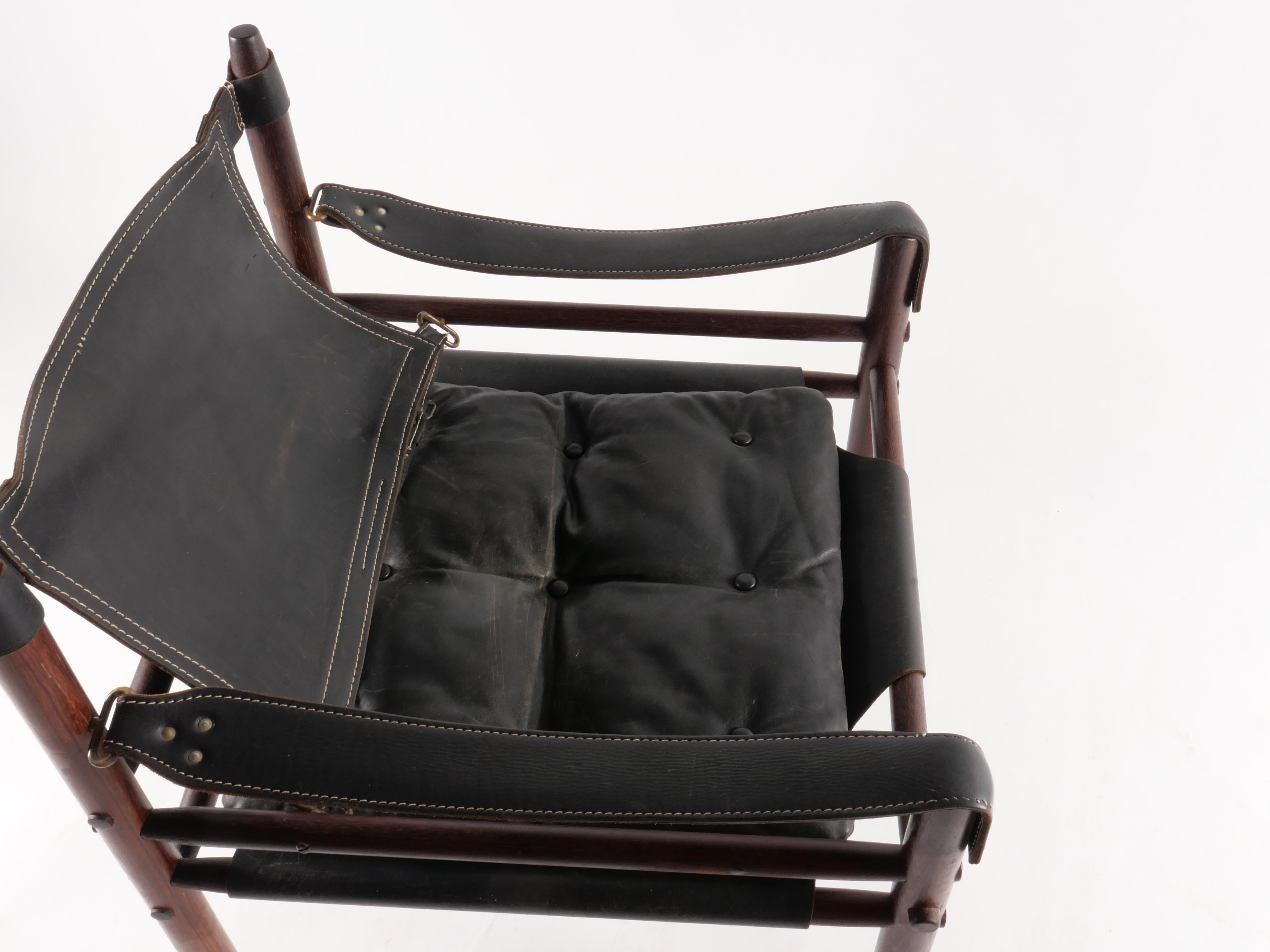 Swedish “Sirocco” Safari Chair in Leather by Arne Norell 