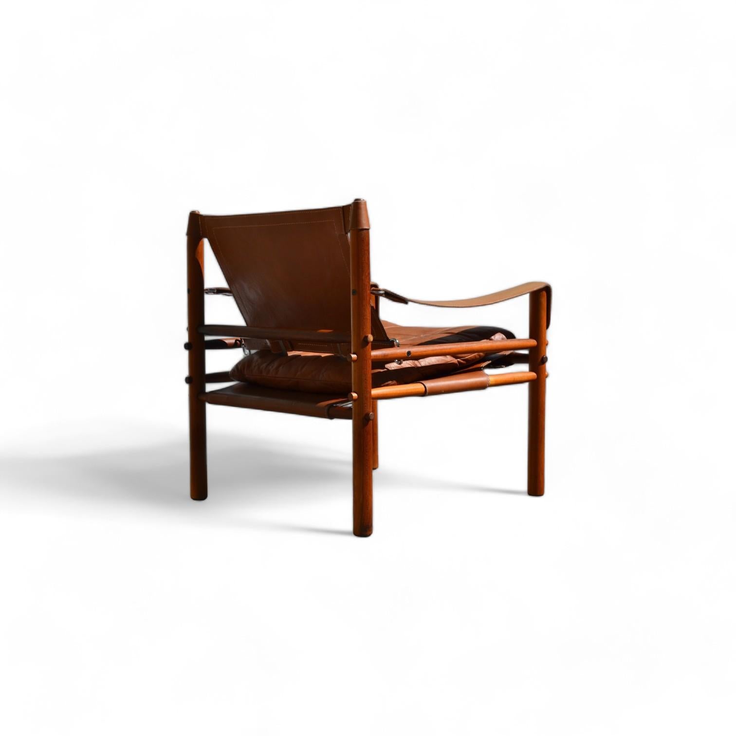 Leather Sirocco teak armchair, Arne Norell, Sweden, 1964