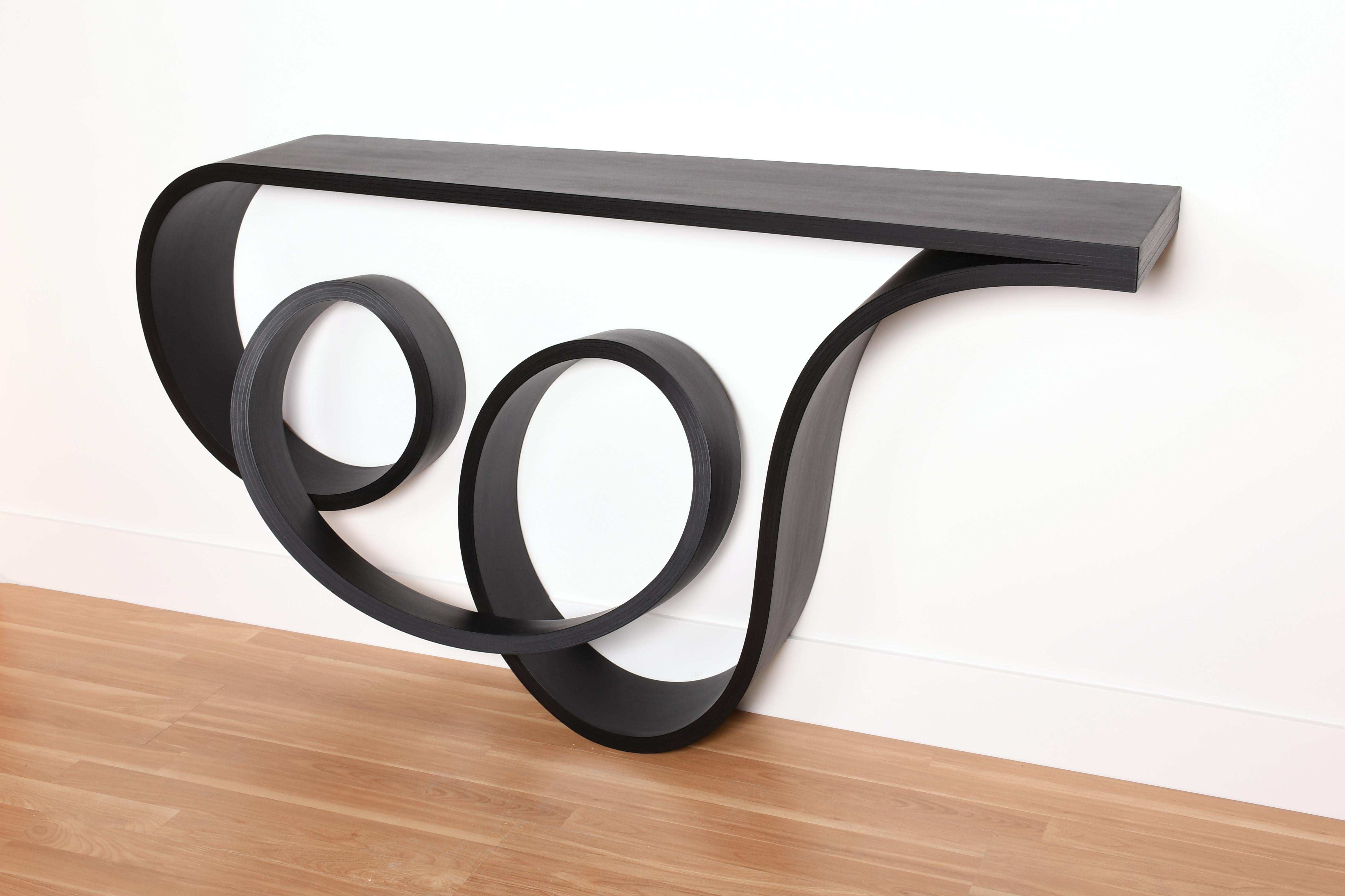 Other Siroco Table in maple veneer with black oil, Console Table, Handmade For Sale