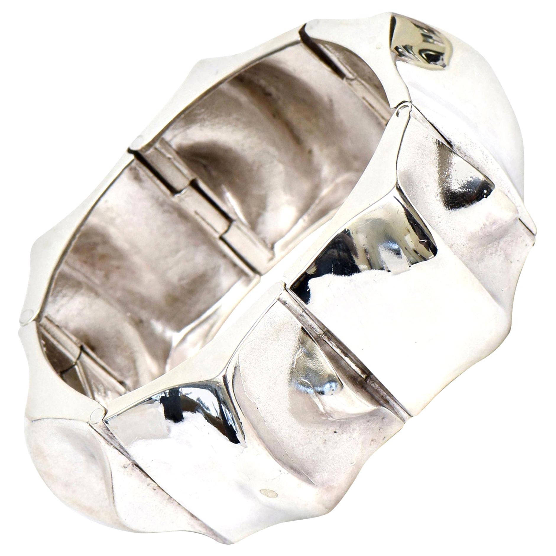 Sirokoro Finland Sterling Silver Sculptural Cuff Bracelet Signed Vintage