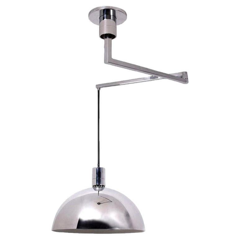Sirrah "Am/As" Ceiling Lamp with Chromed Swing Arm, Franco Albini, 1960s For Sale