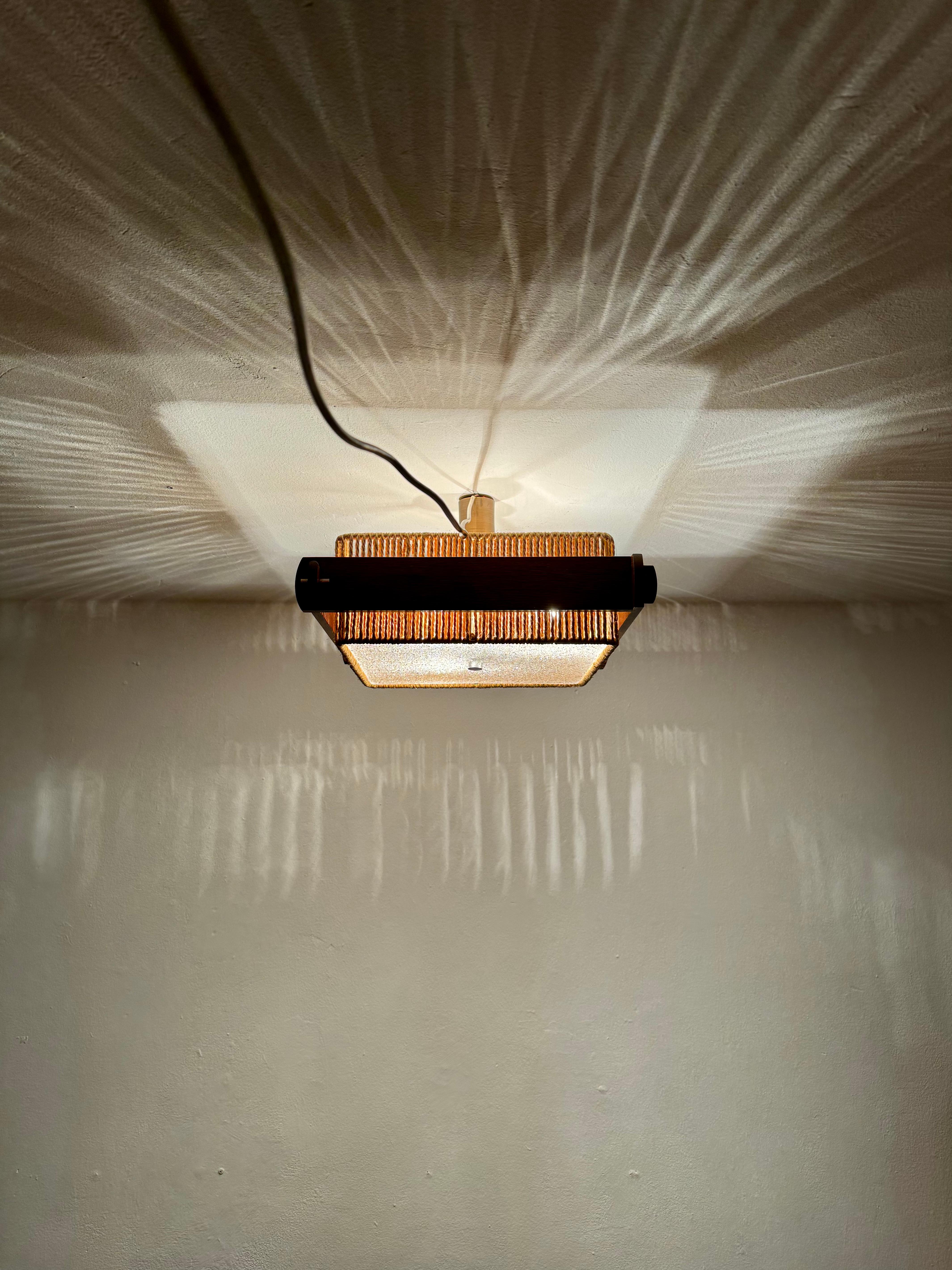 Sisal and Oak Pendant Lamp by Temde For Sale 5