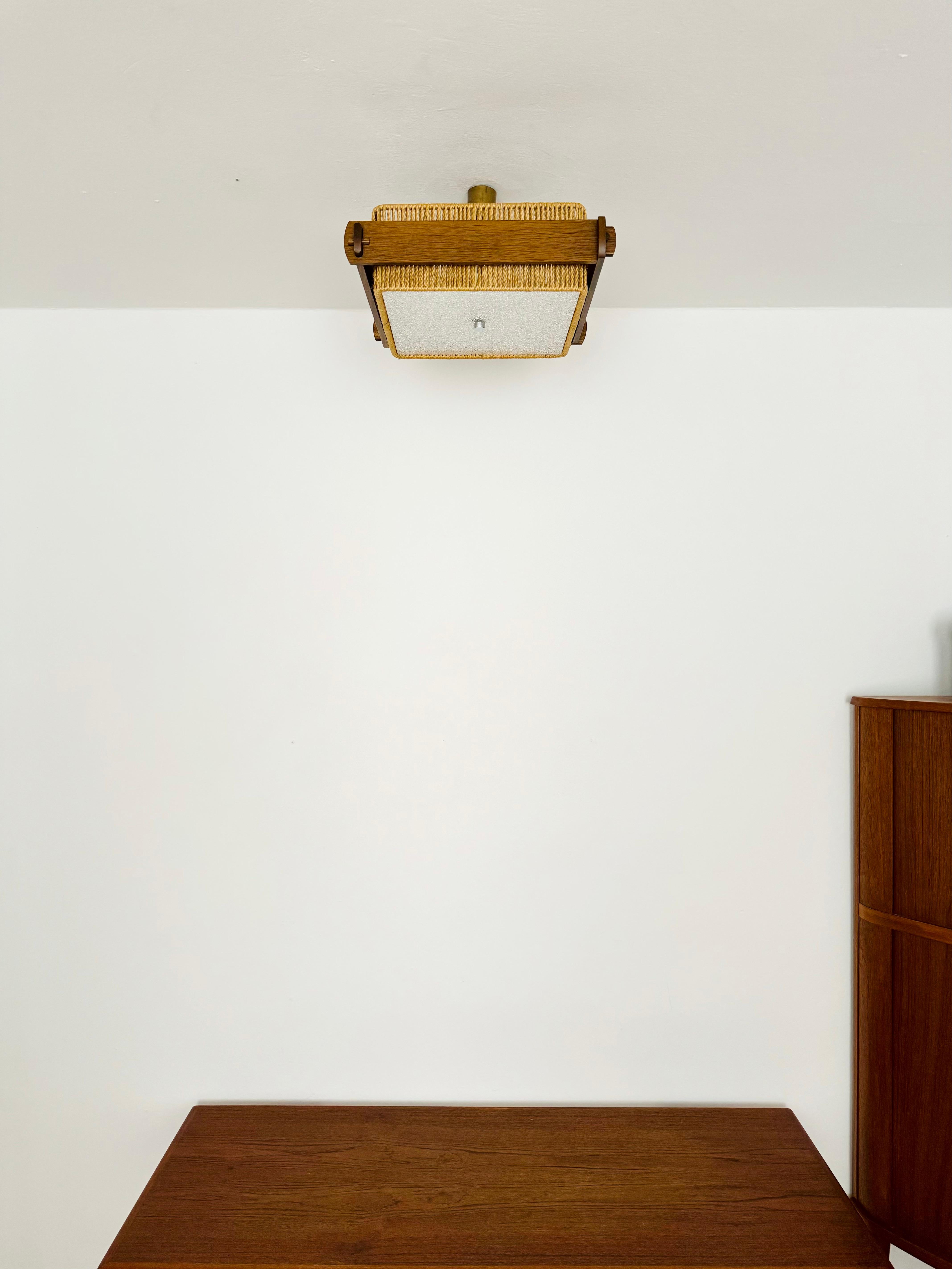Lampe suspendue en sisal et Oak Oak par Temde Bon état - En vente à München, DE