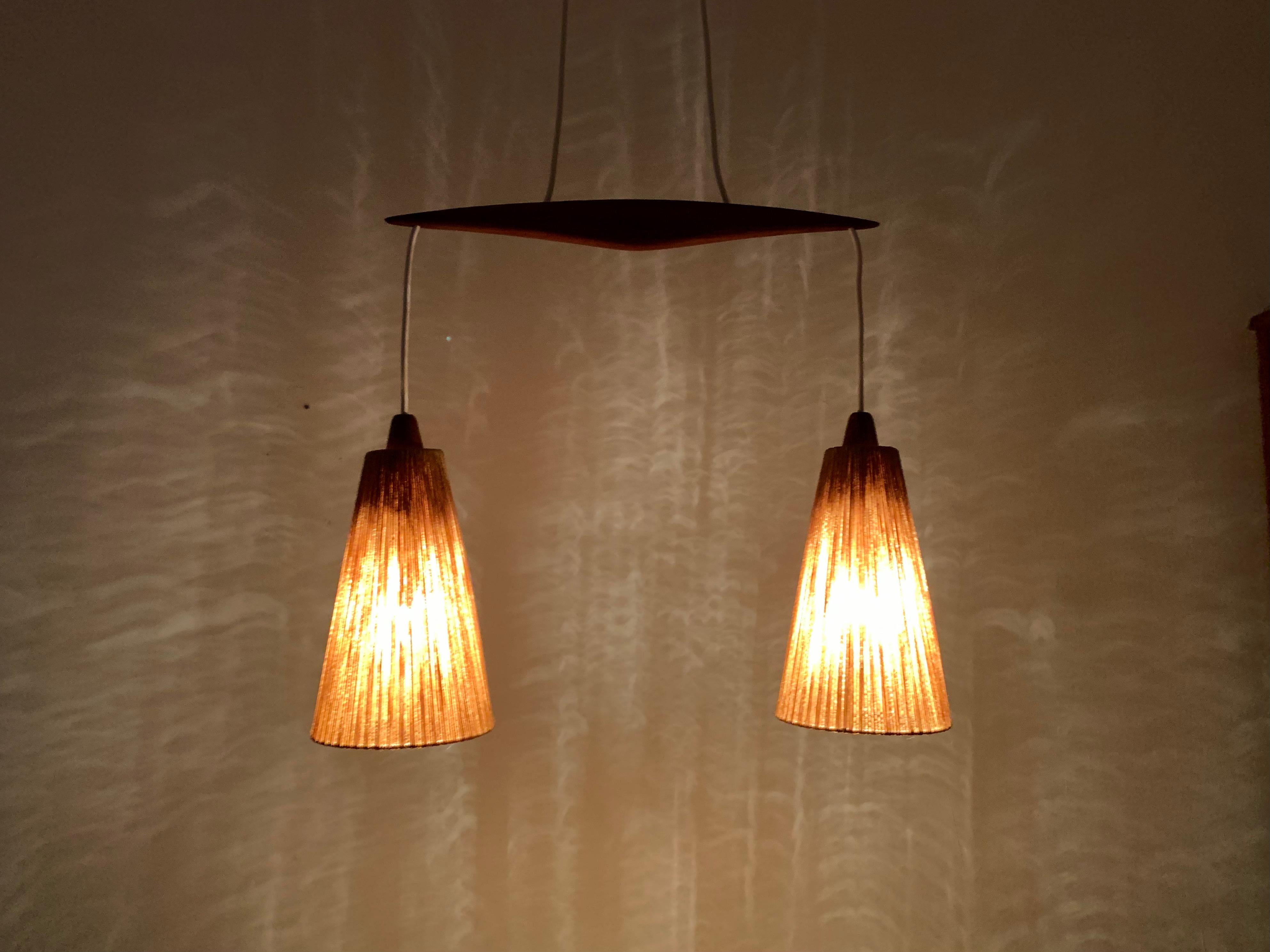 Sisal and Teak Cascading Lamp by Temde For Sale 5
