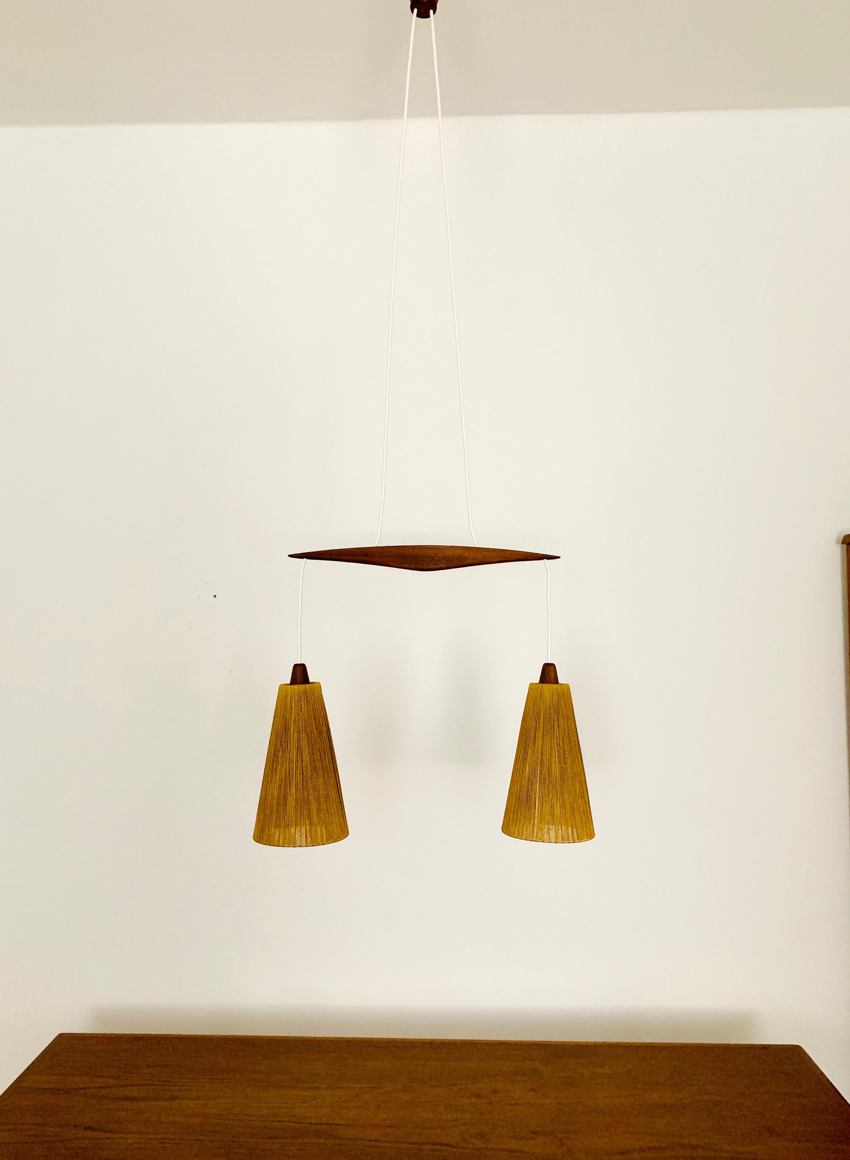 Sisal and Teak Cascading Lamp by Temde In Good Condition For Sale In München, DE