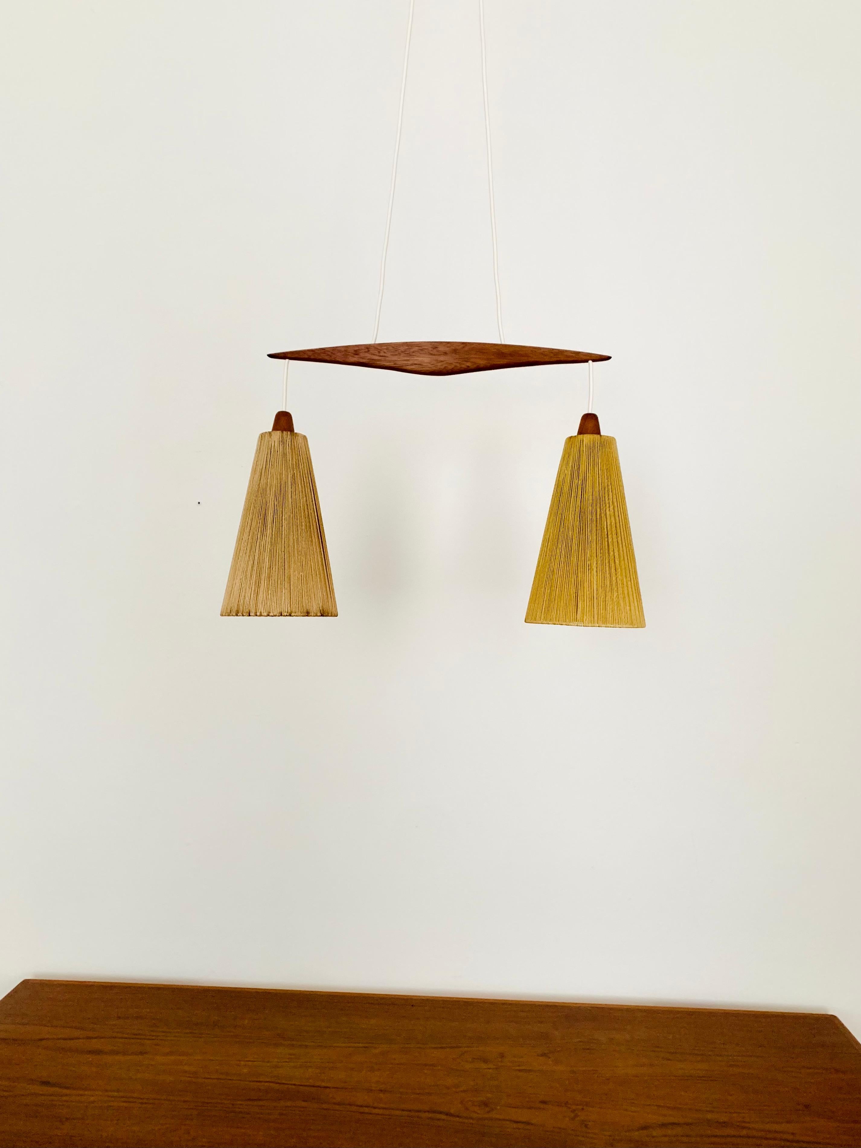 Sisal and Teak Cascading Lamp by Temde In Good Condition For Sale In München, DE